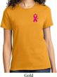 Breast Cancer Awareness Pink Ribbon Pin Pocket Print Ladies Shirt
