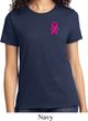 Breast Cancer Awareness Pink Ribbon Pin Pocket Print Ladies Shirt