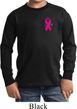 Breast Cancer Awareness Pink Ribbon Pin Pocket Print Kids Long Sleeve Shirt