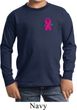 Breast Cancer Awareness Pink Ribbon Pin Pocket Print Kids Long Sleeve Shirt