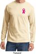 Breast Cancer Awareness Pink Ribbon Pin Pocket Print Long Sleeve Shirt