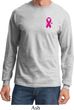 Breast Cancer Awareness Pink Ribbon Pin Pocket Print Long Sleeve Shirt