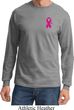 Breast Cancer Awareness Pink Ribbon Pin Pocket Print Long Sleeve Shirt