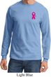 Breast Cancer Awareness Pink Ribbon Pin Pocket Print Long Sleeve Shirt