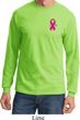 Breast Cancer Awareness Pink Ribbon Pin Pocket Print Long Sleeve Shirt