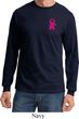Breast Cancer Awareness Pink Ribbon Pin Pocket Print Long Sleeve Shirt