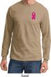 Breast Cancer Awareness Pink Ribbon Pin Pocket Print Long Sleeve Shirt