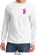 Breast Cancer Awareness Pink Ribbon Pin Pocket Print Long Sleeve Shirt