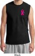 Breast Cancer Awareness Pink Ribbon Pin Pocket Print Mens Muscle Shirt