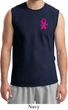 Breast Cancer Awareness Pink Ribbon Pin Pocket Print Mens Muscle Shirt
