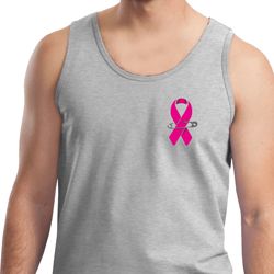 Breast Cancer Awareness Pink Ribbon Pin Pocket Print Mens Tank Top
