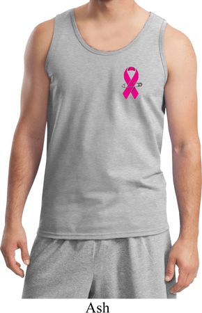 Breast Cancer Awareness Pink Ribbon Pin Pocket Print Mens Tank Top