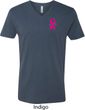 Breast Cancer Awareness Pink Ribbon Pin Pocket Print Mens V-Neck Shirt