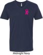 Breast Cancer Awareness Pink Ribbon Pin Pocket Print Mens V-Neck Shirt