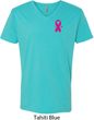 Breast Cancer Awareness Pink Ribbon Pin Pocket Print Mens V-Neck Shirt