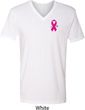 Breast Cancer Awareness Pink Ribbon Pin Pocket Print Mens V-Neck Shirt