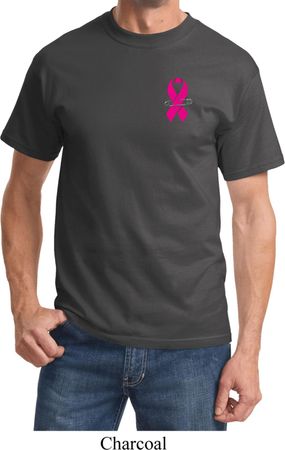 Breast Cancer Awareness Pink Ribbon Pin Pocket Print Shirt