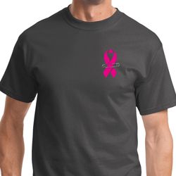 Breast Cancer Awareness Pink Ribbon Pin Pocket Print Shirt
