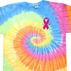 Breast Cancer Awareness Pink Ribbon Pin Pocket Print Tie Dye Shirt