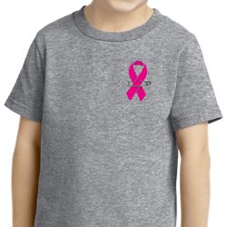 Breast Cancer Awareness Pink Ribbon Pin Pocket Print Toddler Shirt