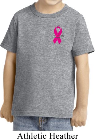 Breast Cancer Awareness Pink Ribbon Pin Pocket Print Toddler Shirt