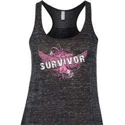 Breast Cancer Awareness Survivor Wings Ladies Flowy Racerback Tanktop