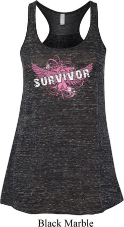 Breast Cancer Awareness Survivor Wings Ladies Flowy Racerback Tanktop