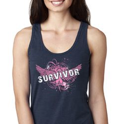 Breast Cancer Awareness Survivor Wings Ladies Ideal Tank Top