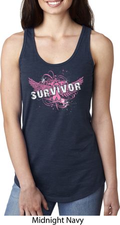 Breast Cancer Awareness Survivor Wings Ladies Ideal Tank Top