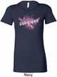 Breast Cancer Awareness Survivor Wings Ladies Longer Length Shirt