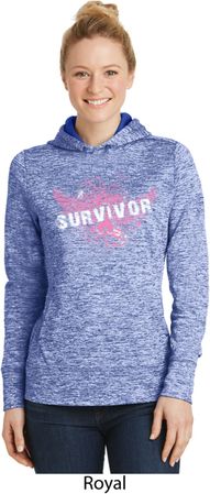 Breast Cancer Awareness Survivor Wings Ladies Moisture Wicking Hoodie
