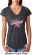 Breast Cancer Awareness Survivor Wings Ladies Tri Blend V-Neck Shirt