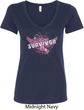 Breast Cancer Awareness Survivor Wings Ladies V-Neck Shirt