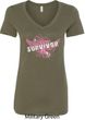 Breast Cancer Awareness Survivor Wings Ladies V-Neck Shirt