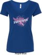 Breast Cancer Awareness Survivor Wings Ladies V-Neck Shirt