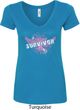 Breast Cancer Awareness Survivor Wings Ladies V-Neck Shirt