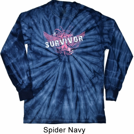 Breast Cancer Awareness Survivor Wings Long Sleeve Tie Dye Shirt