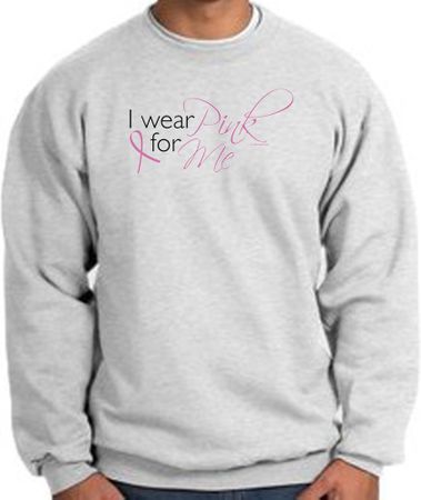 Breast Cancer Awareness Sweatshirt - I Wear Pink For Me Adult Ash