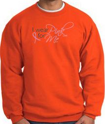 Breast Cancer Awareness Sweatshirt - I Wear Pink For Me Adult Orange