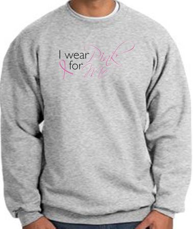 Breast Cancer Awareness Sweatshirt - I Wear Pink For Me Heather Grey