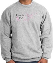 Breast Cancer Awareness Sweatshirt - I Wear Pink For Me Heather Grey