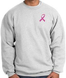 Breast Cancer Awareness Sweatshirt Pink Ribbon Pocket Print Adult Ash