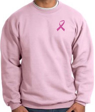 Breast Cancer Awareness Sweatshirt Pink Ribbon Pocket Print Adult Pink