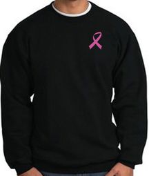 Breast Cancer Awareness Sweatshirt Pink Ribbon Pocket Print Black