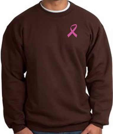Breast Cancer Awareness Sweatshirt Pink Ribbon Pocket Print Brown