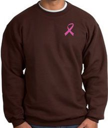 Breast Cancer Awareness Sweatshirt Pink Ribbon Pocket Print Brown