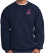 Breast Cancer Awareness Sweatshirt Pink Ribbon Pocket Print - Navy