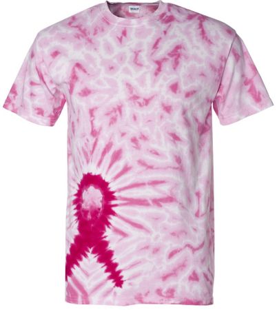Breast Cancer Awareness T-shirt Dyenomite Ribbon Tie-Dye Adult Tee
