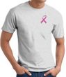 Breast Cancer Awareness T-shirt Pink Ribbon Pocket Print Adult Ash Tee