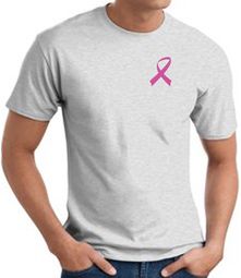 Breast Cancer Awareness T-shirt Pink Ribbon Pocket Print Adult Ash Tee